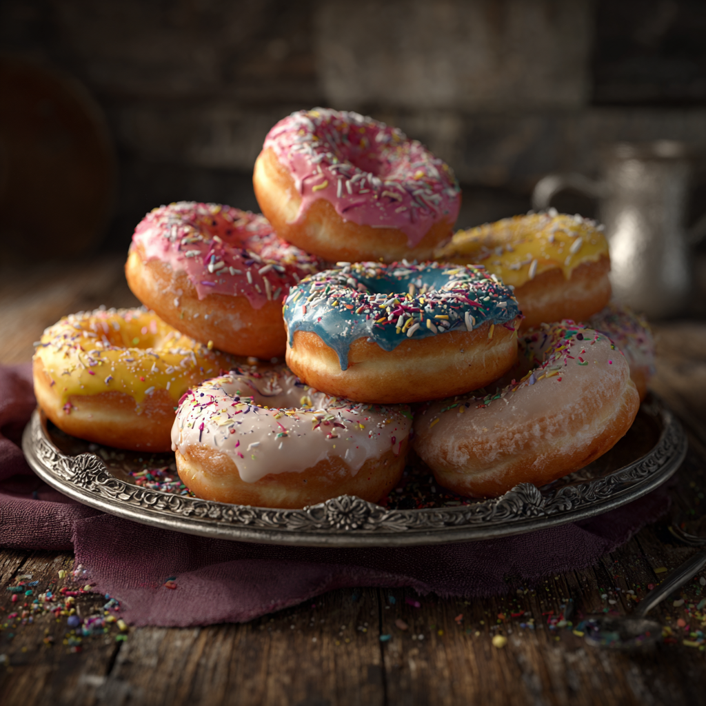 pączki z kolorowym lukrem